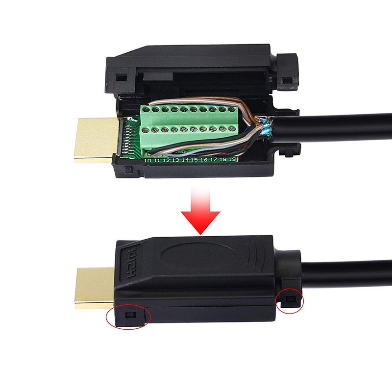 SinLoon 2 Pack HDMI Solderless Adapter Gold Plated HDMI Extension Cable Connector Signals Terminal Breakout Board Free Welding Connector with Plastic Cover Screwdriver - Image 3